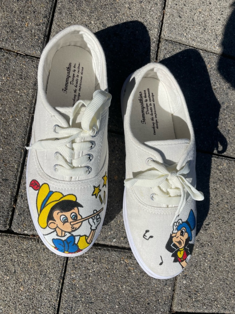 Tommyatkins  White Canvas Cartoon Lace-Up Shoes, worn once